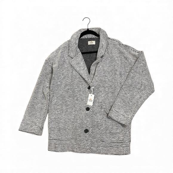 NWT Marine Layer Birdseye Knit Blazer Cardigan Size X-Large Black White Neutral - Picture 2 of 11